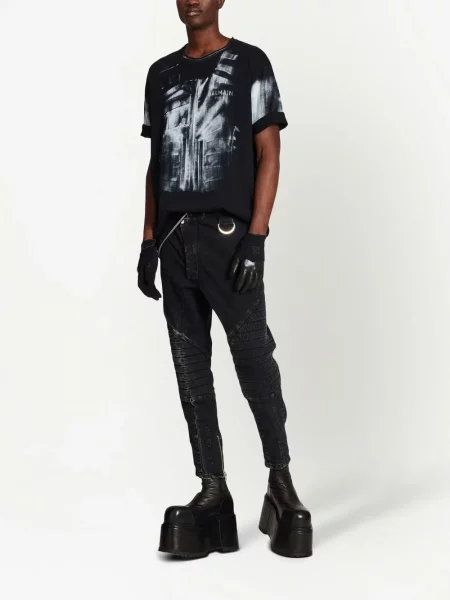 Κοκαλιάρης περικομμένο skinny τζιν Balmain μαύρο