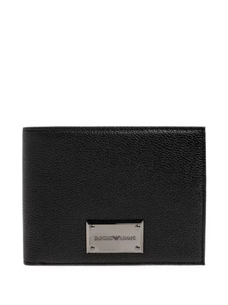 Portofel Emporio Armani din piele cu autograf negru