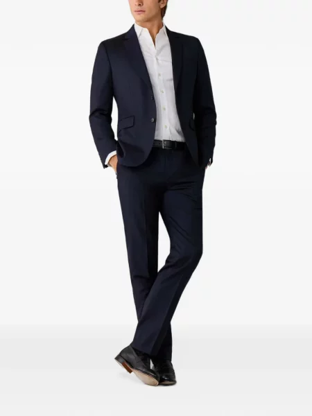 Costum Hackett London de lână cu model herringbone albastru