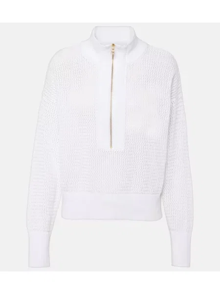 Pulover Varley de jumătate de fermoar alb