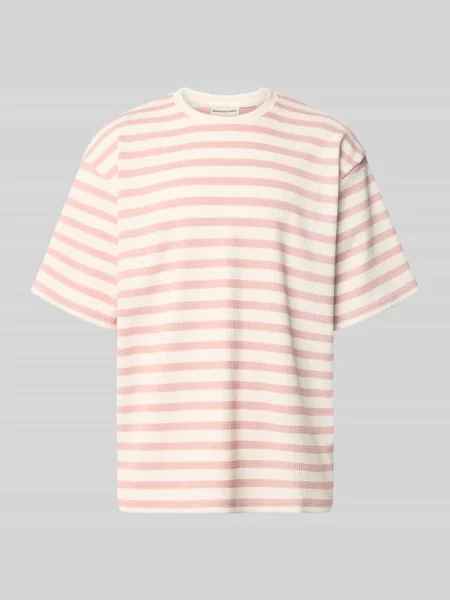 Oversize’owy T-shirt z dekoltem w łódkę model Gael' Redefined Rebel różowa