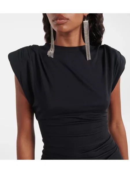 Rochie midi Marant Etoile din jerseu drapată până la genunchi negru