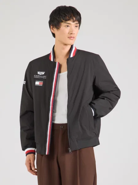 TOMMY HILFIGER Prechodná bunda TH x REPLICA VARSITY červená / čierna biela