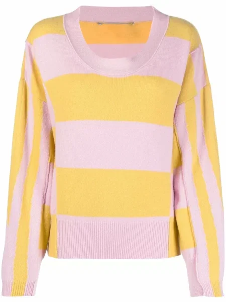 Dryžuotas raštuotas megztinis Stella Mccartney rožinė