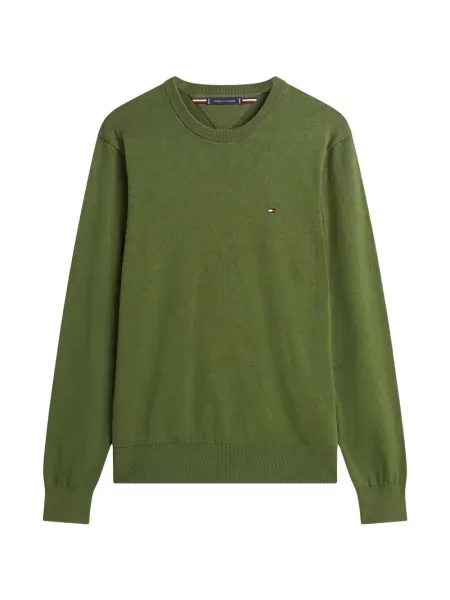 Pulover Tommy Hilfiger cu decolteu rotund verde