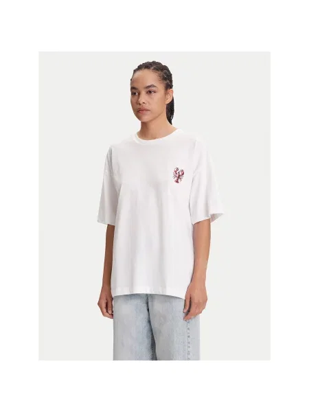 Pieces T-Shirt Tobster Oversize λευκό