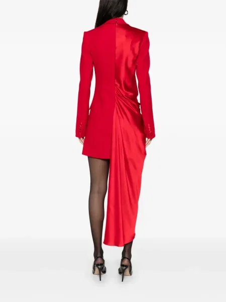 Rochie mini Silk Love & Lace de mătase drapată de costum roșu