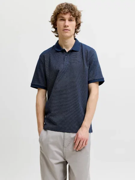JACK & JONES Tričko JJEAUSTIN tmavomodrá biela