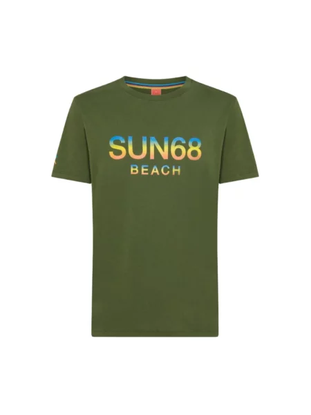 Koszulka Sun68 z krótkim rękawem z logo zielona