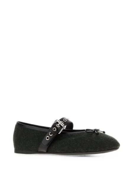 Balerini Miu Miu de flanelă verde
