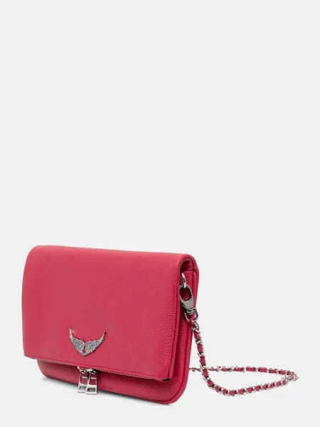 Zadig&Voltaire kabelka dámska kožená ROCK GRAINED LEATHER ružová