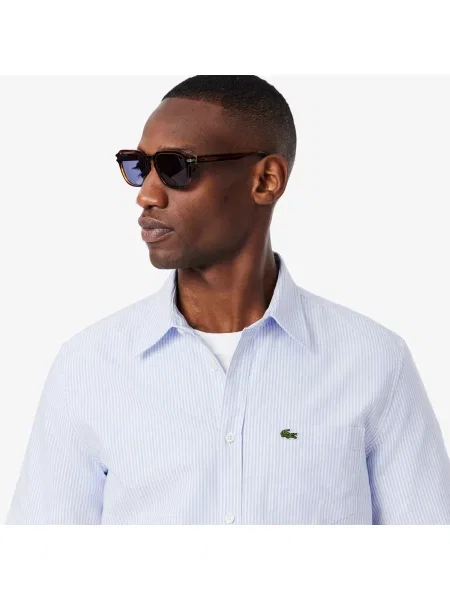 Lacoste Koszula Oxford O Regularnym Kroju Z Krótkim Rękawem niebieski