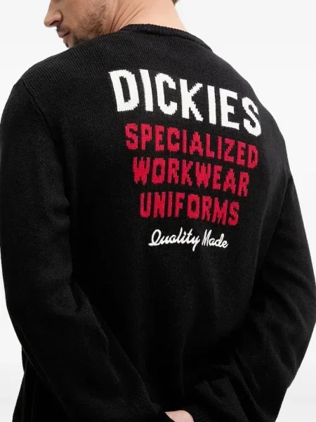 Pulover Dickies cu broderie cu decolteu rotund negru