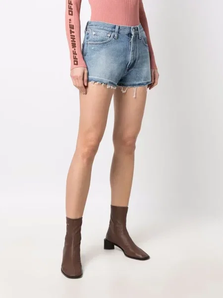 Džínové šortky Off-white s potiskem bílé