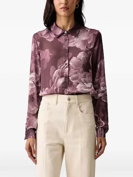 Lung cămașă Guess cu model floral cu imagine violet