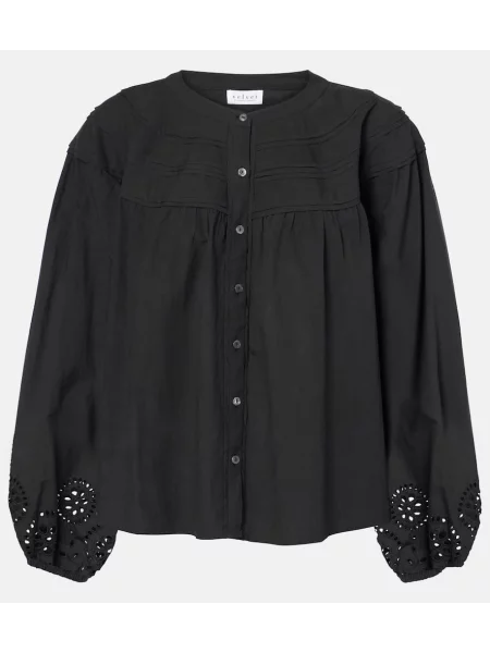 Bluză Velvet cu broderie de catifea negru