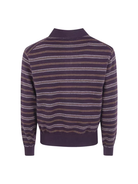 Sweter Dunst w paski z paskiem brązowy