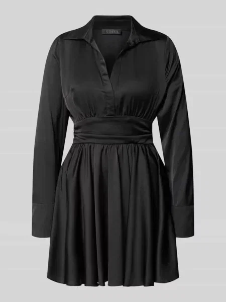 Sukienka mini z dekoltem w serek model ‘CONCETTA FLARE DRESS’ Guess czarna