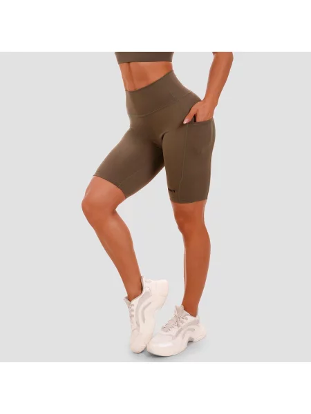 Szorty fitness slim z wysoką talią Biker zielone