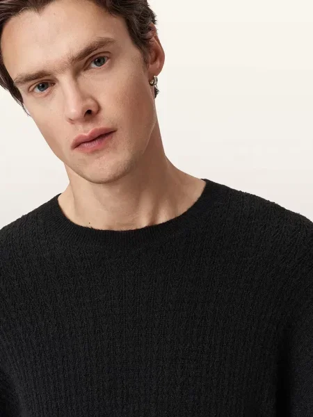 AllSaints sweter z dodatkiem alpaki JAKOB czarny