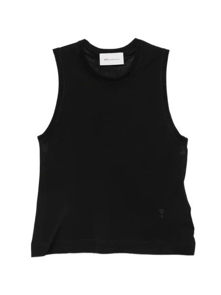 Top Ami Paris cu broderie negru