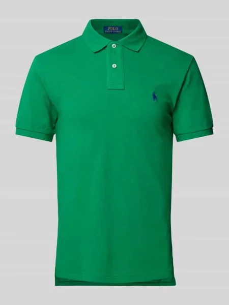Koszulka polo o kroju slim fit z czystej bawełny Polo Ralph Lauren zielona