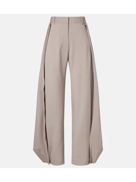 Pantaloni Loewe de lână drapate cu picior lat bej