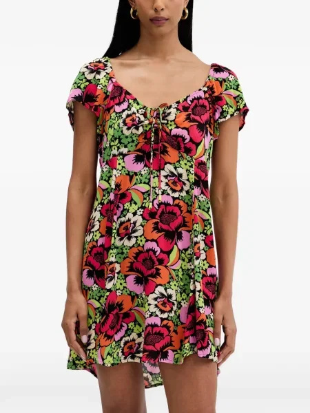 Rochie mini Rip Curl cu model floral cu imagine verde
