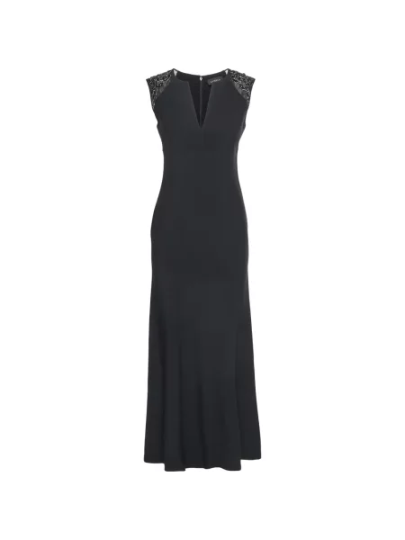 Rochie La Perla cu perle din crep negru