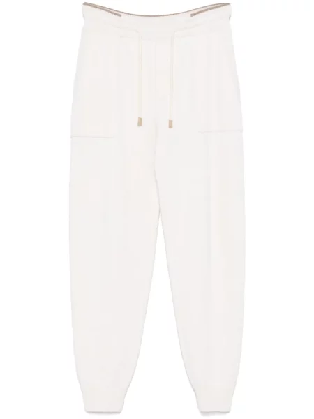 Pantaloni Eraldo tricotate alb