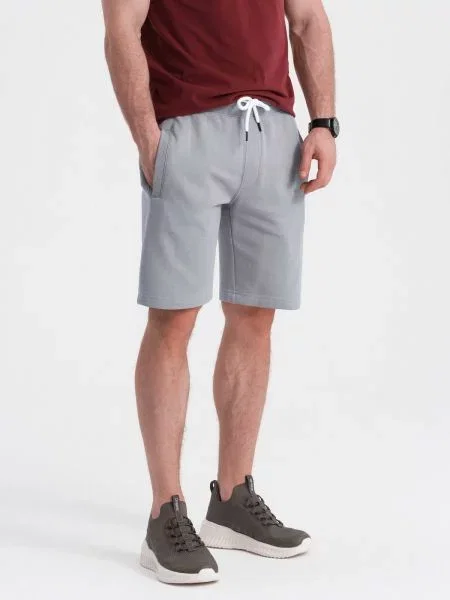 Pantaloni scurți Ombre tricotate cu cordon gri