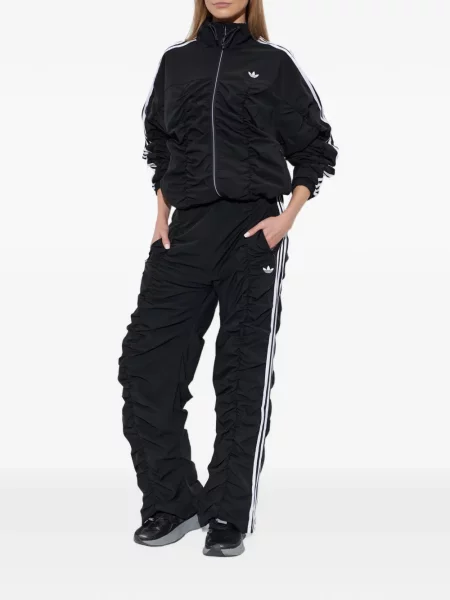 Pantaloni Adidas tricotate alergare cu dungi roșu