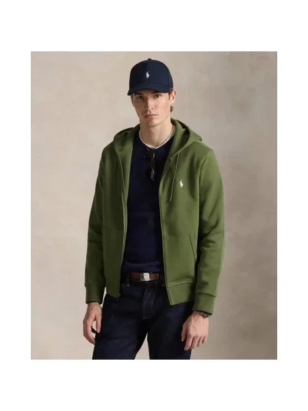 Bluza z kapturem Ralph Lauren Double Knit Full Zip ciemna S zielona