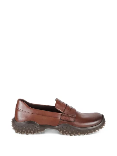 Δερμάτινα loafers Miu Miu καφέ