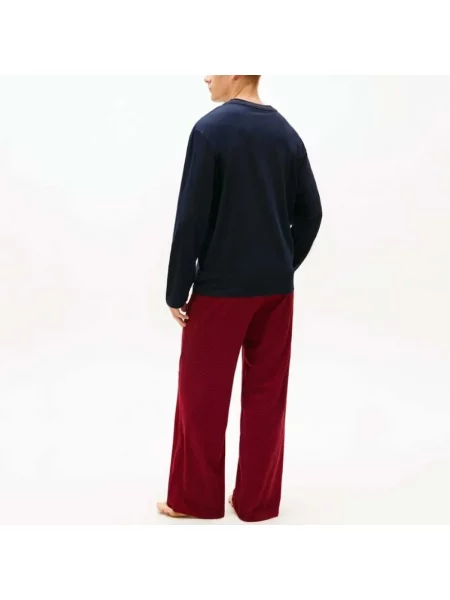 Piżama Tommy Hilfiger z nadrukiem z dżerseju granatowa