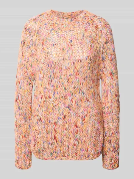 Sweter z dzianiny o kroju regular fit z dodatkiem żywej wełny w imitacji dzianiny Rich & Royal pomarańczowy
