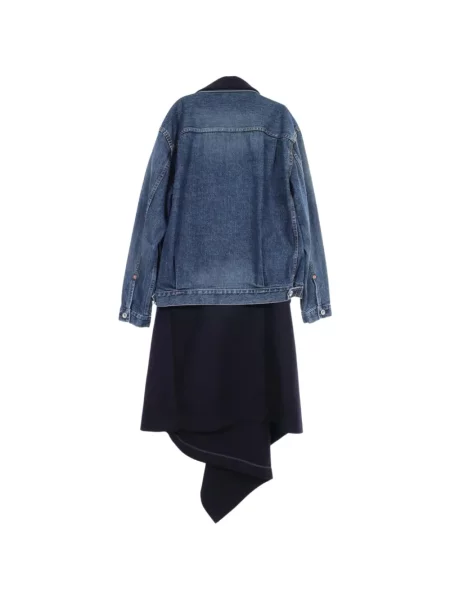 Rochie din denim Sacai asimetrică albastru