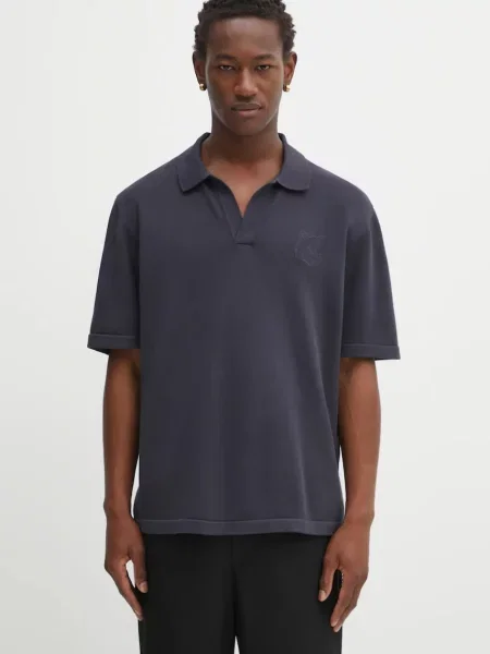 Polo tričko Maison Kitsuné Bold Fox Head Embroidered šedá