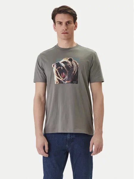 BOSS Футболка Dobermann сірий