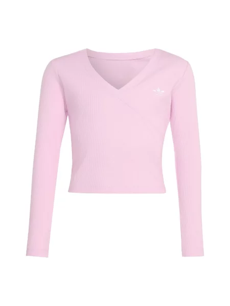 ADIDAS ORIGINALS Majica SLIM MINI RIB WRAP LONGSLEEVE roza
