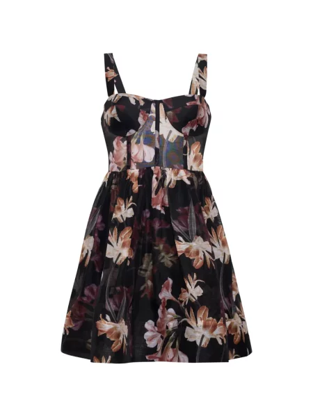 Rochie mini Cara Cara cu model floral cu imagine negru