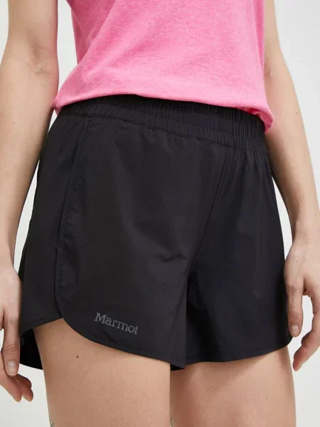 Marmot kültéri rövidnadrág Elda sima közepes derékmagasságú fekete
