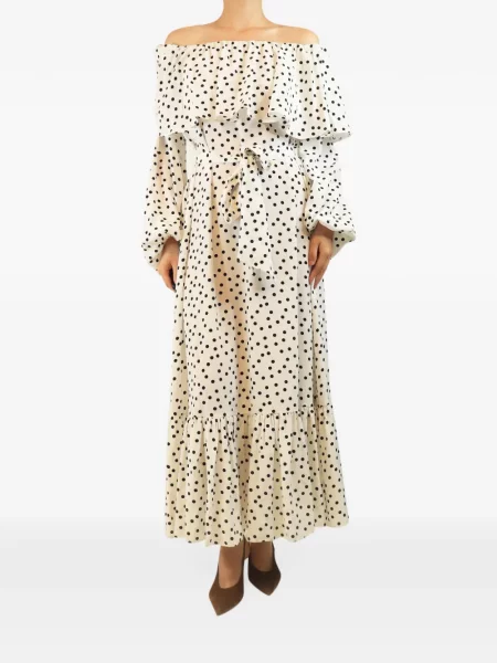 Rochie maxi Françoise cu buline alb