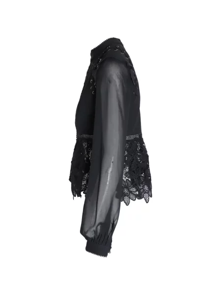 Bluză Self-portrait transparente din dantelă negru