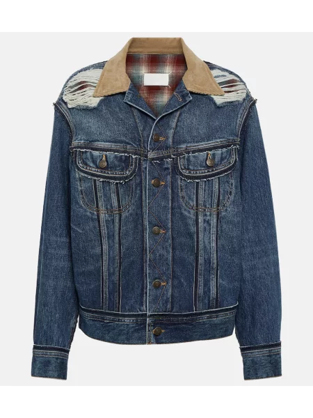 Geacă de blugi Maison Margiela zdrențuiți albastru