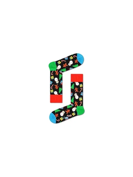 Dzianinowe skarpety Happy Socks z logo czarne