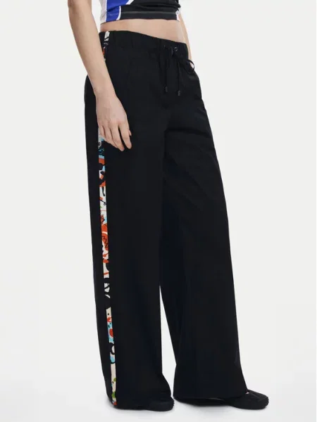 Desigual Штани з тканини Paisley чорний
