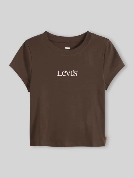 T-shirt o kroju slim fit z mieszanki bawełny z nadrukiem z logo Levi's brązowa