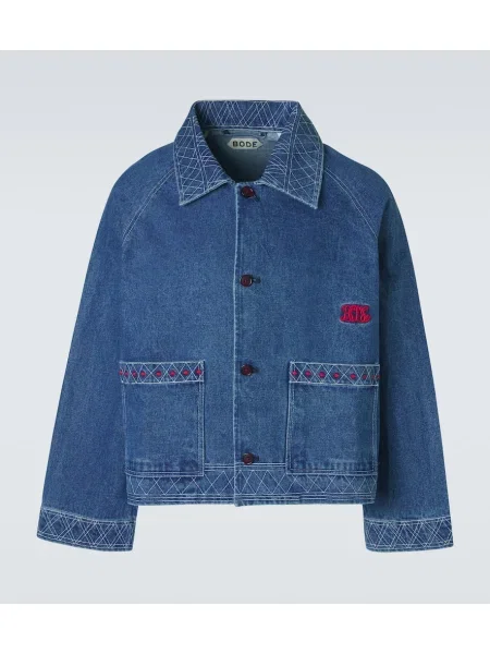 Volnene denim jakna Bode z vezenjem modra