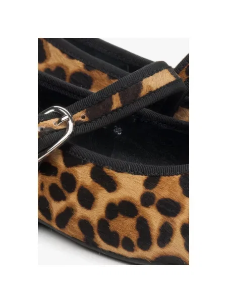 Ворсисті балетки з леопардовим принтом Estro коричневі